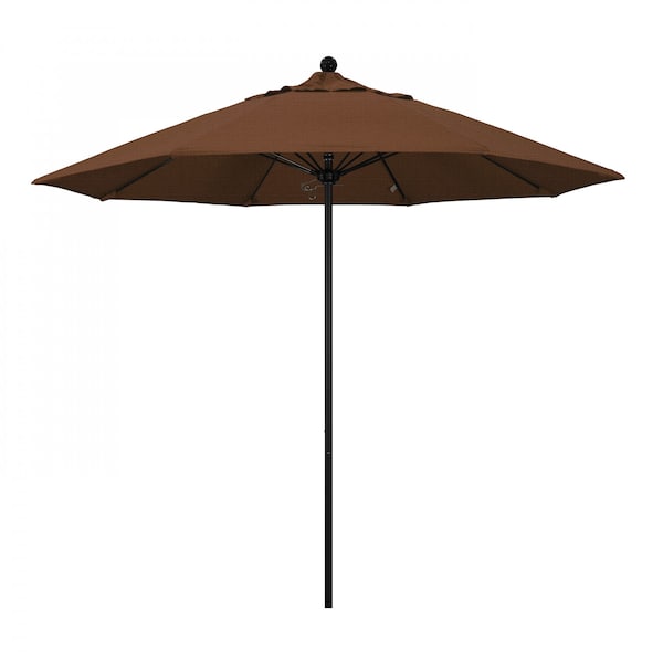 California Umbrella 9' Black Aluminum Market Patio Umbrella, Olefin Teak 194061335680 - main